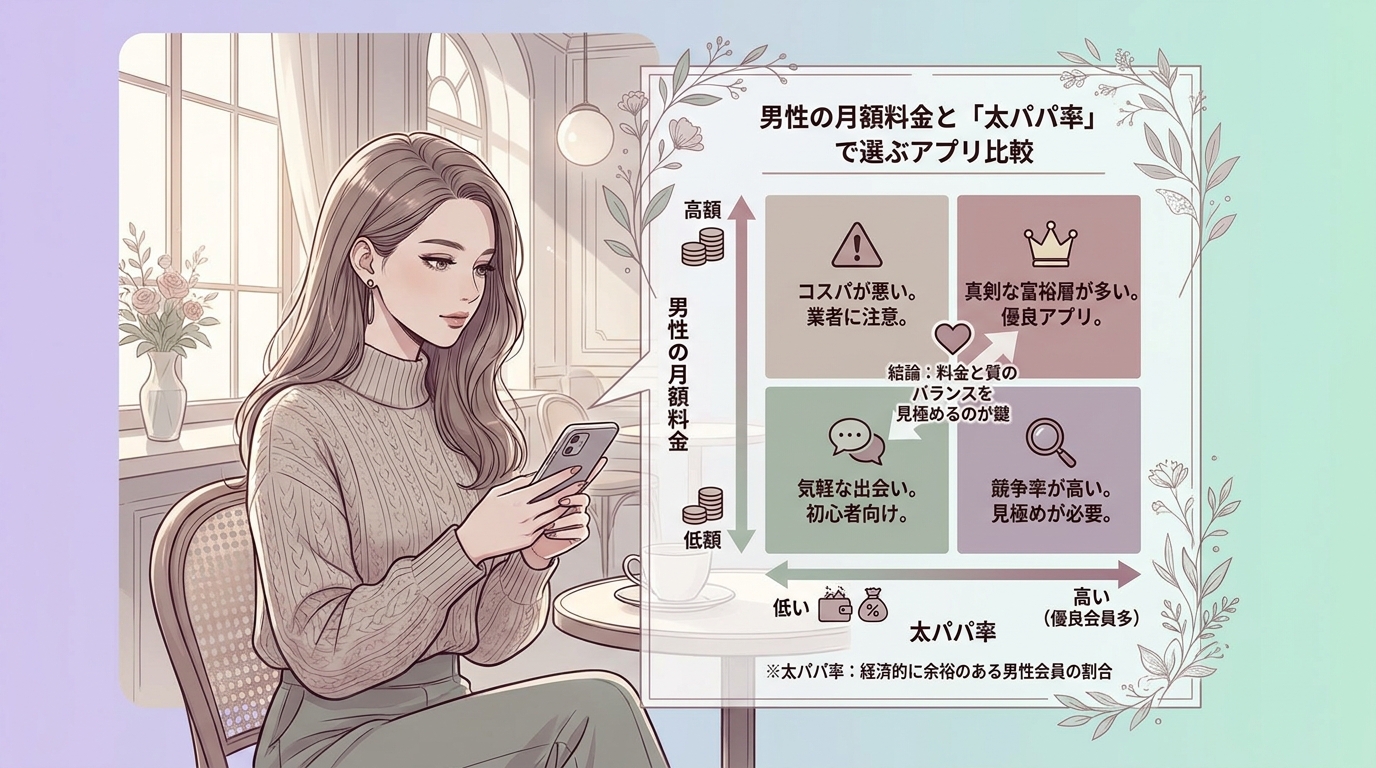 男性の月額料金と「太パパ率」で選ぶ